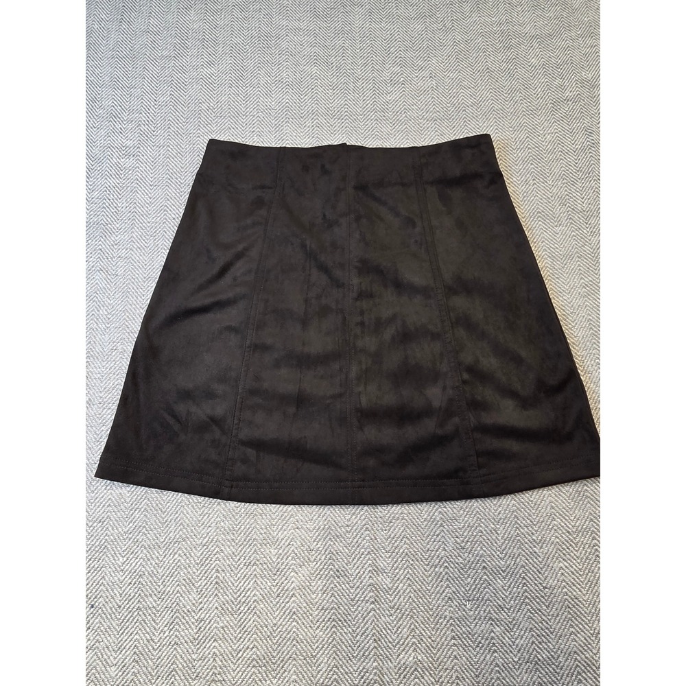 Francesca's Mini Skirt Women Medium Black Faux Suede Stretch Back Zip Streetwear